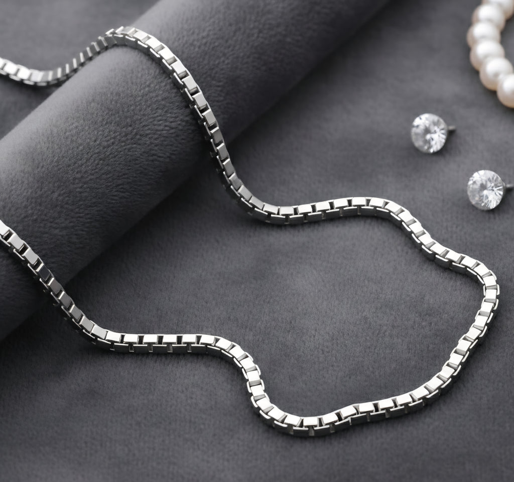 Cadena Box (Cubo) Italiana en Plata Esterlina 925