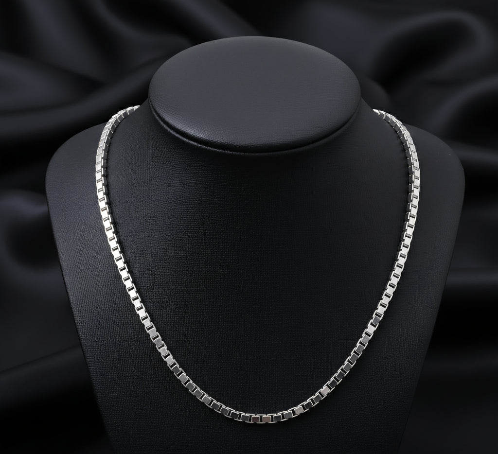Cadena Box (Cubo) Italiana en Plata Esterlina 925